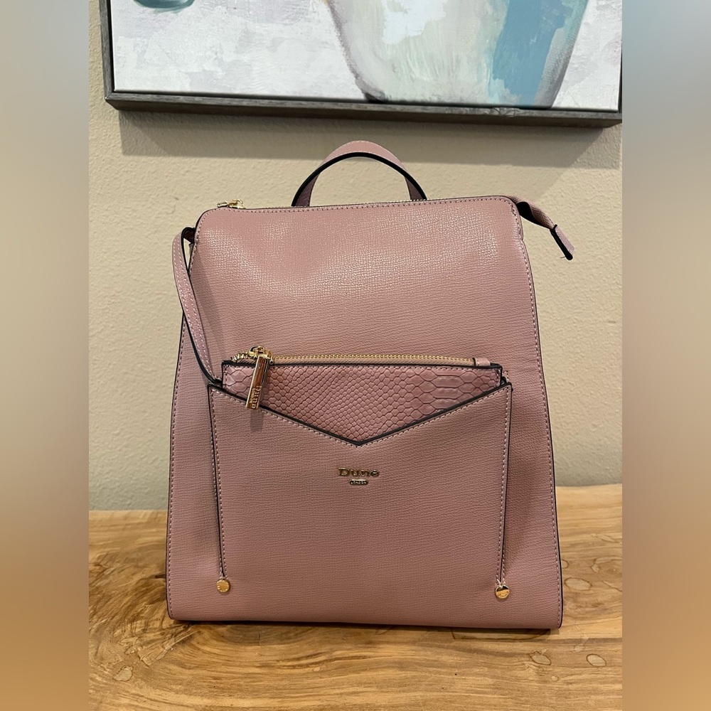Dune London Muave Convertible Backpack with Gold Accents